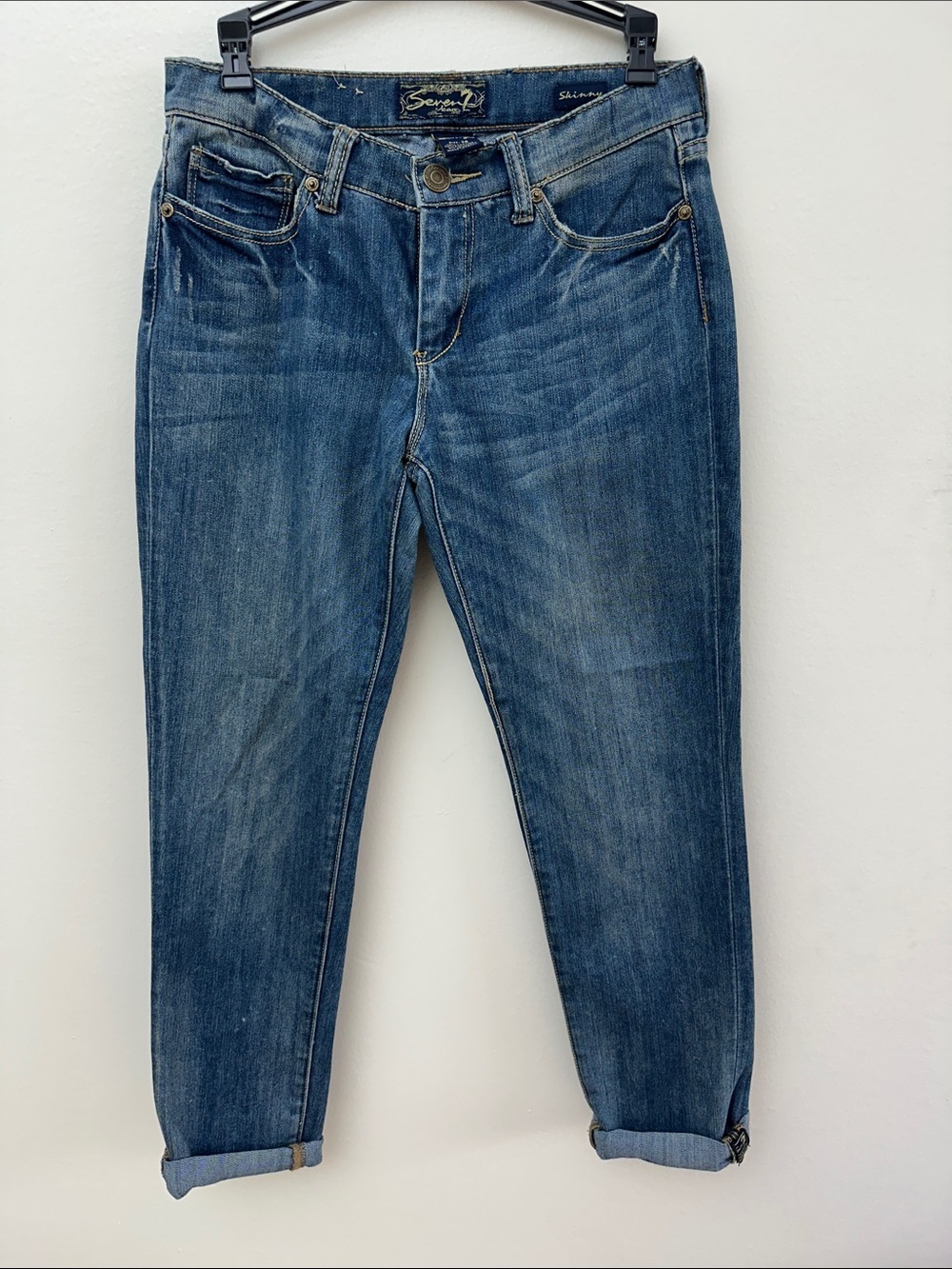 Seven7 Women's Slim Boyfriend Jeans in Medium Blue Wash